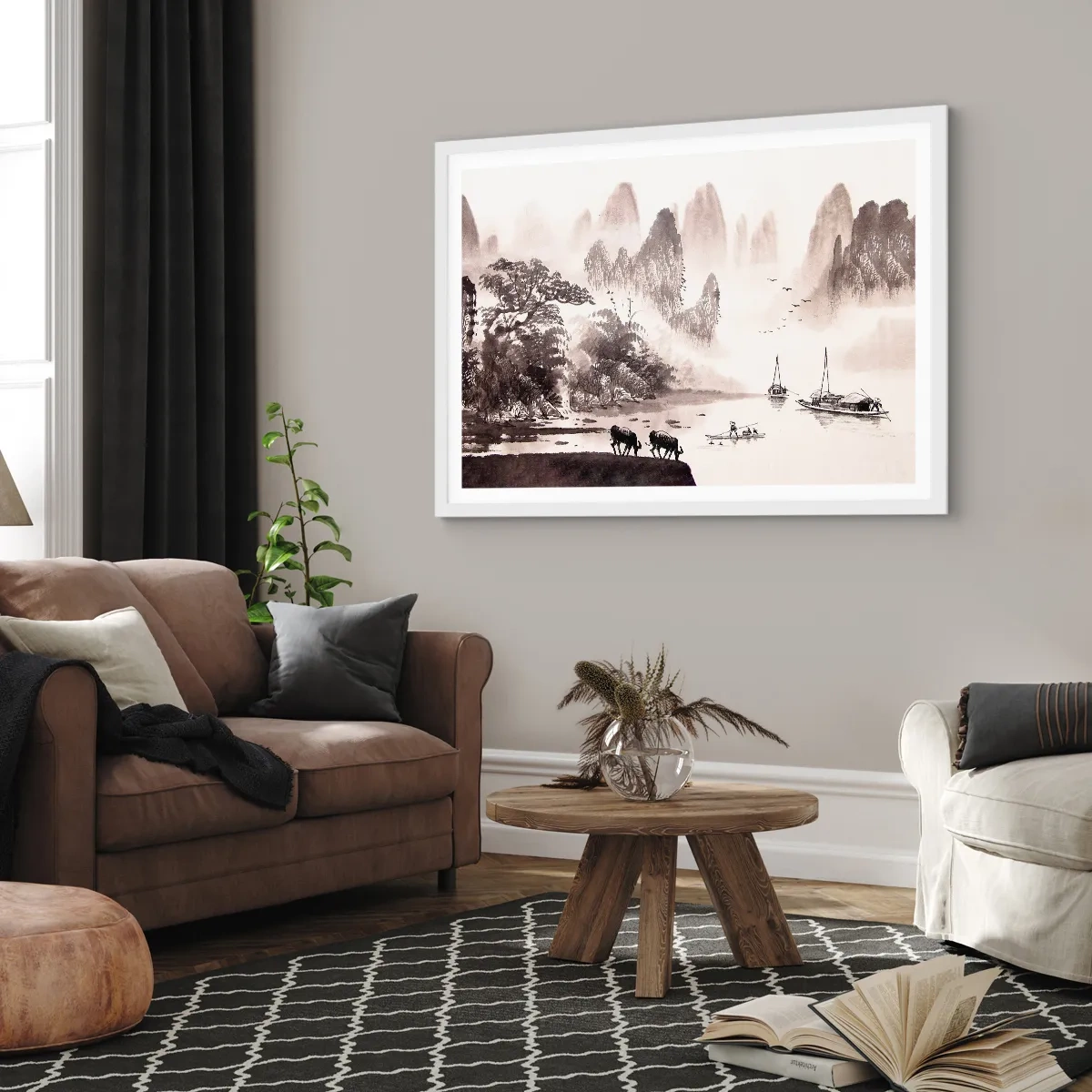 Póster en marco blanco - La exótica vida cotidiana de Oriente - 70x50 cm