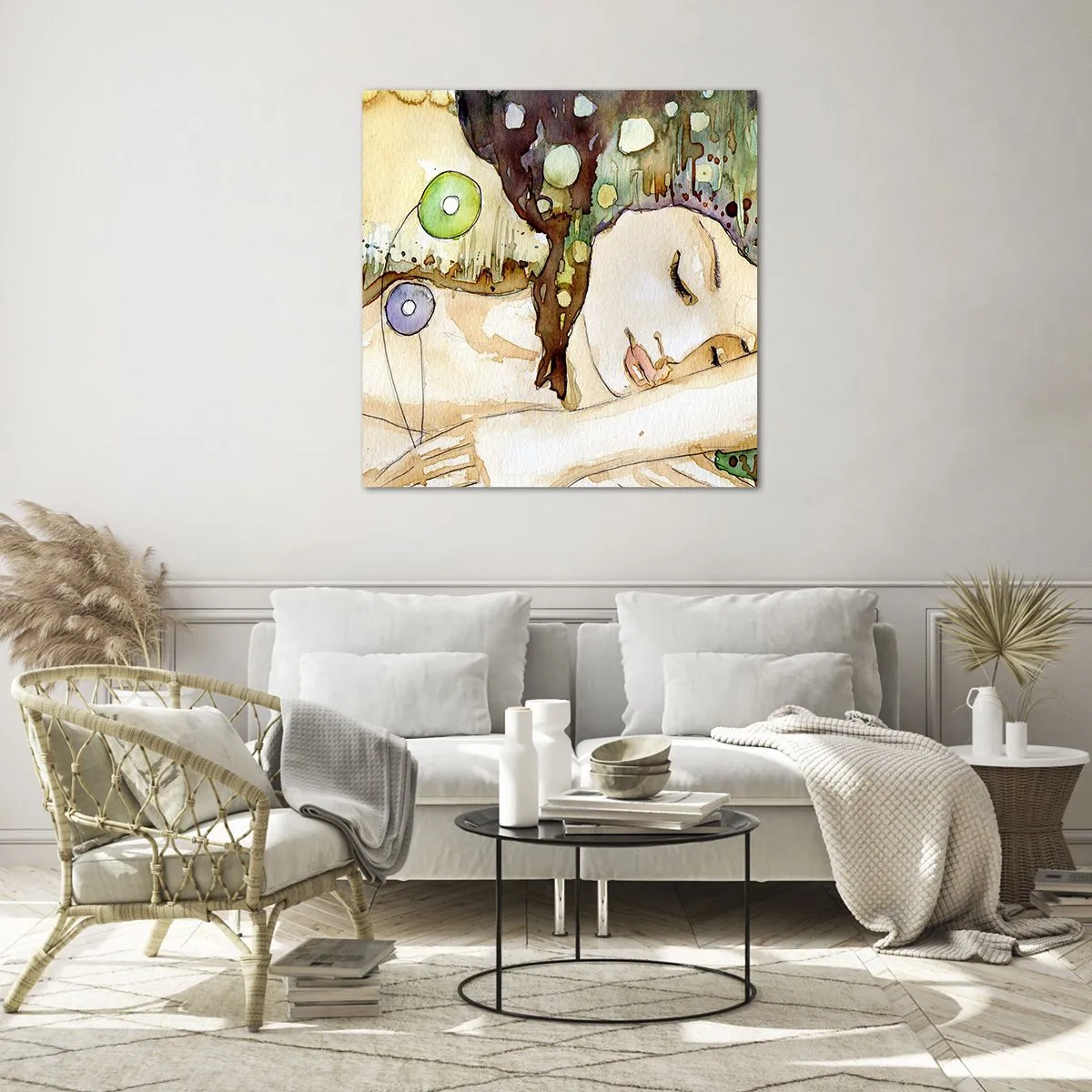 Cuadro sobre vidrio - Impresiones sobre Vidrio - Sueño esmeralda y violeta - 60x60 cm