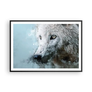 Póster en marco negro - Retrato en acuarela de un lobo - 100x70cm - Conoce el alma del lobo - Decoración de pared moderna para salón y dormitorio ARTTOR