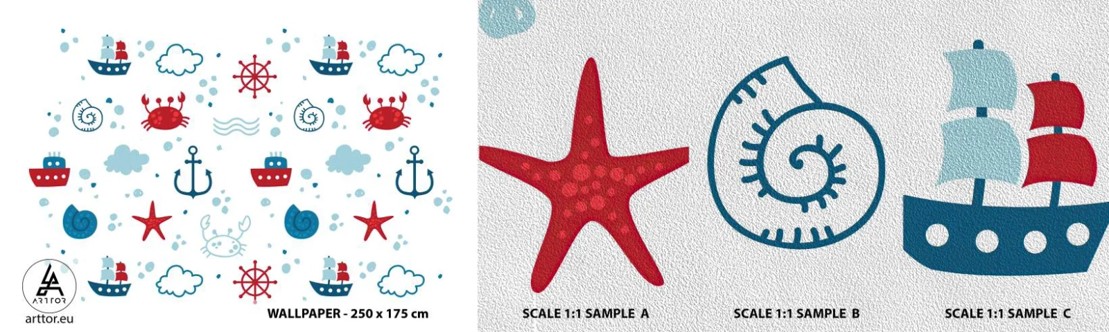 Muestra de fotomural Premium Sand - Un cuento de mar - navegación, Náutico, Ancla - 100x30 cm