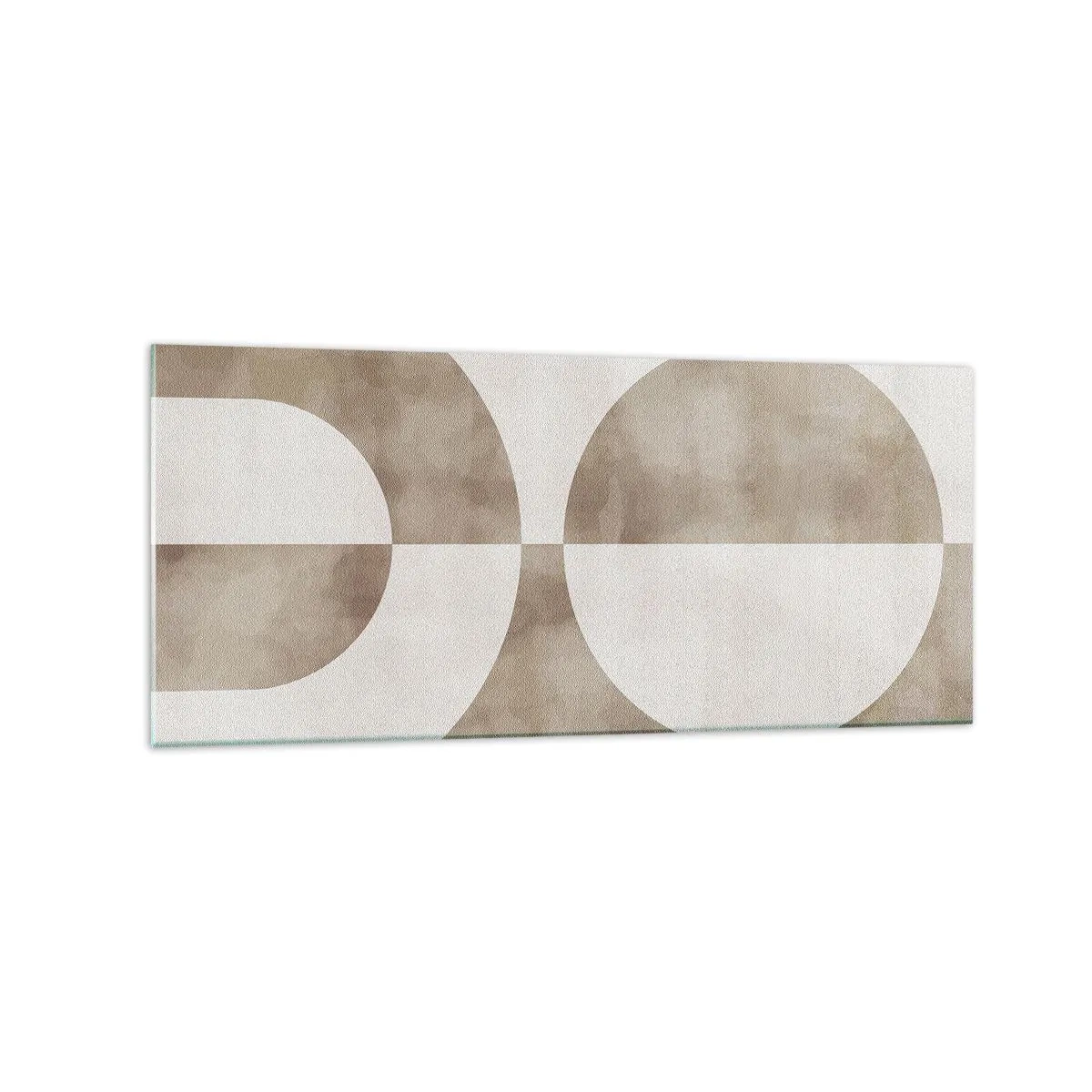 Cuadro sobre vidrio - Impresiones sobre Vidrio - Un cuadro abstracto en tonos beige con formas geométricas y simetría. - 120x50cm - Similitudes y diferencias - Decoración de pared moderna para salón y dormitorio ARTTOR