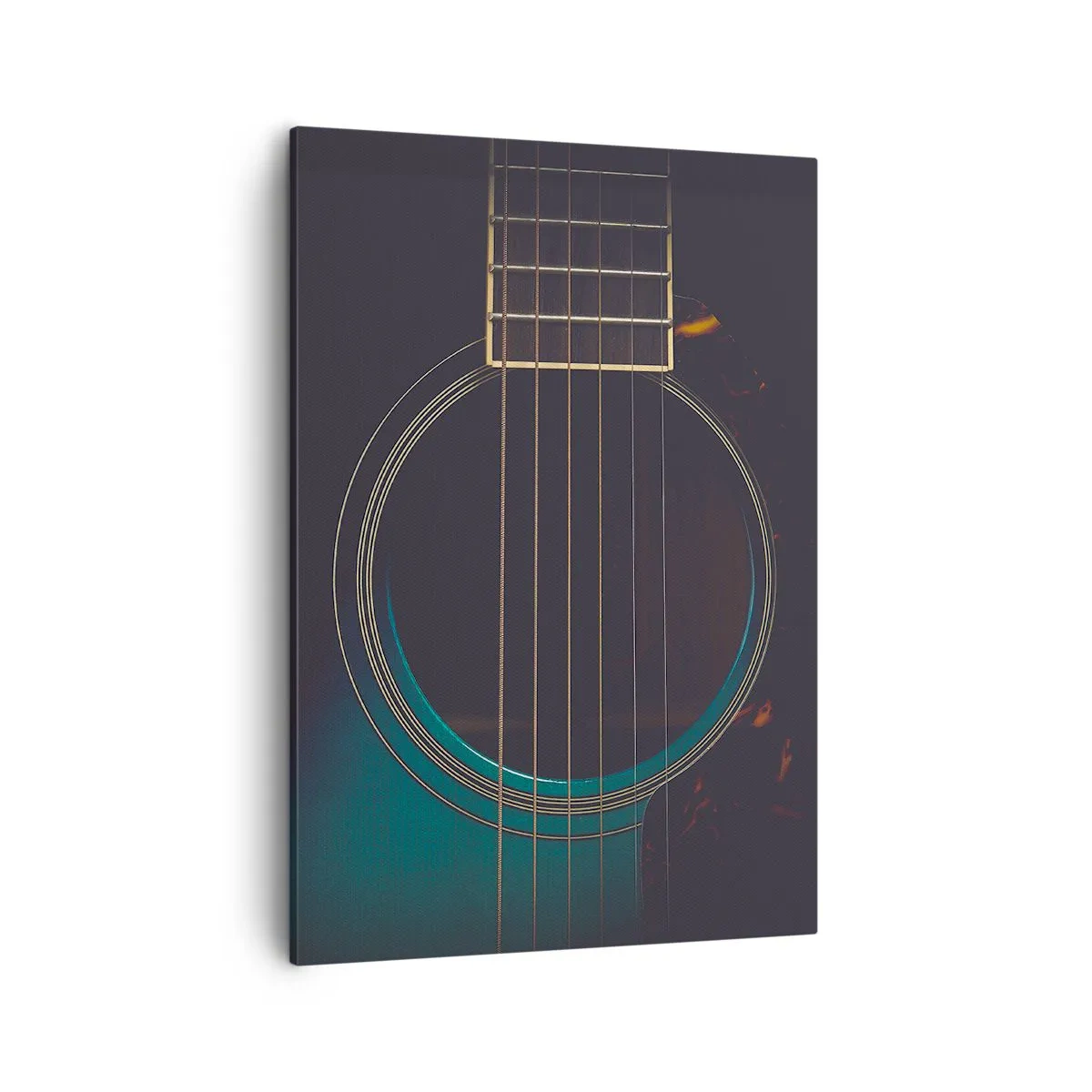 Cuadro sobre lienzo - Impresión de Imagen - Guitarra acústica en luz oscura y elegante. - 50x70cm - Un momento antes de que suene - Decoración de pared moderna para salón y dormitorio ARTTOR