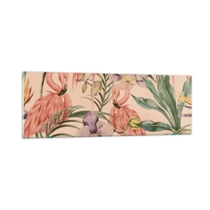 Cuadro sobre vidrio - Impresiones sobre Vidrio - Un ballet rosa en flores - 90x30 cm