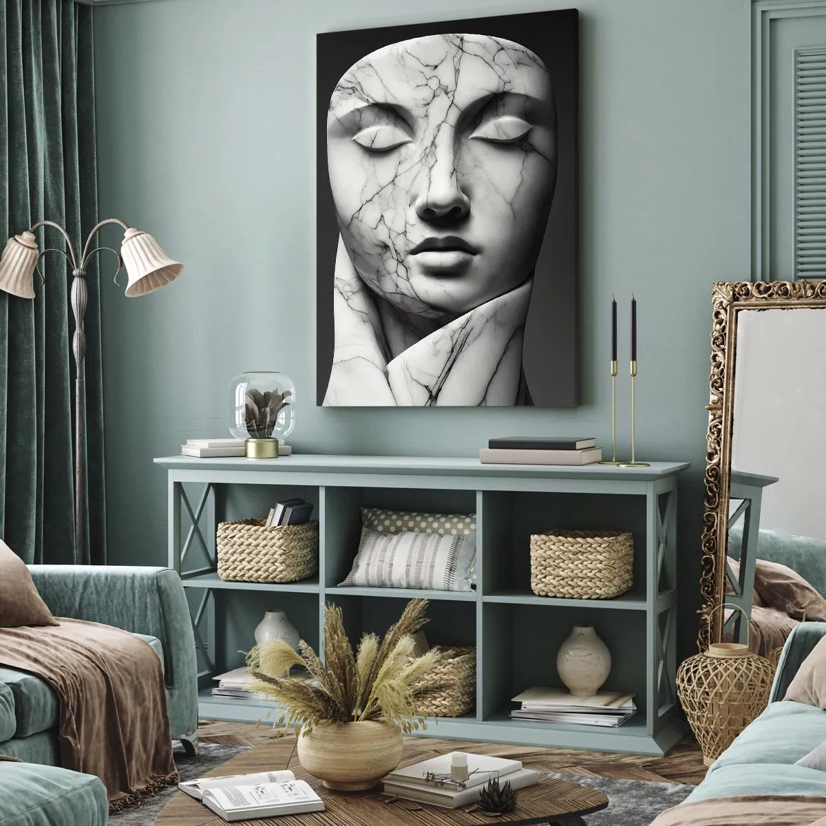 Cuadro sobre lienzo - Impresión de Imagen - Formas de mármol - 45x80 cm