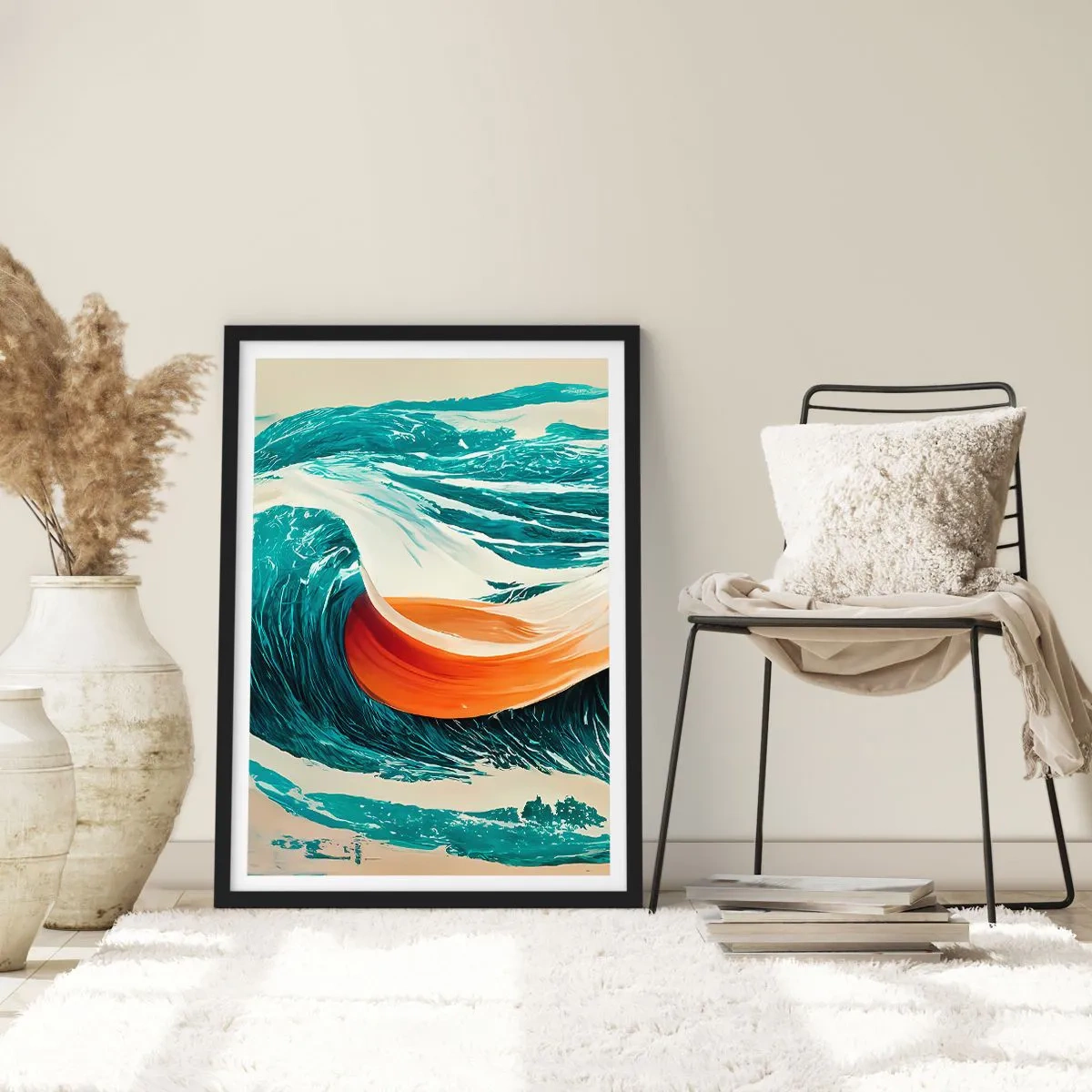 Póster en marco negro - El sueño de un surfista - 70x100 cm