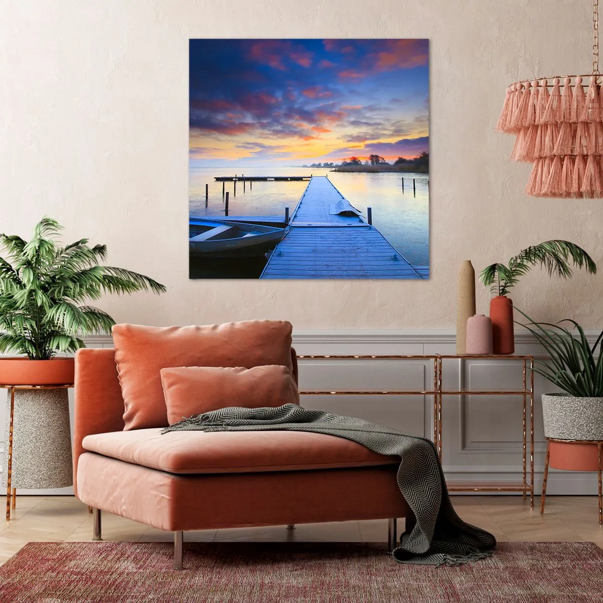 Cuadro sobre lienzo - Impresión de Imagen - Calma púrpura y dorada - 60x60 cm