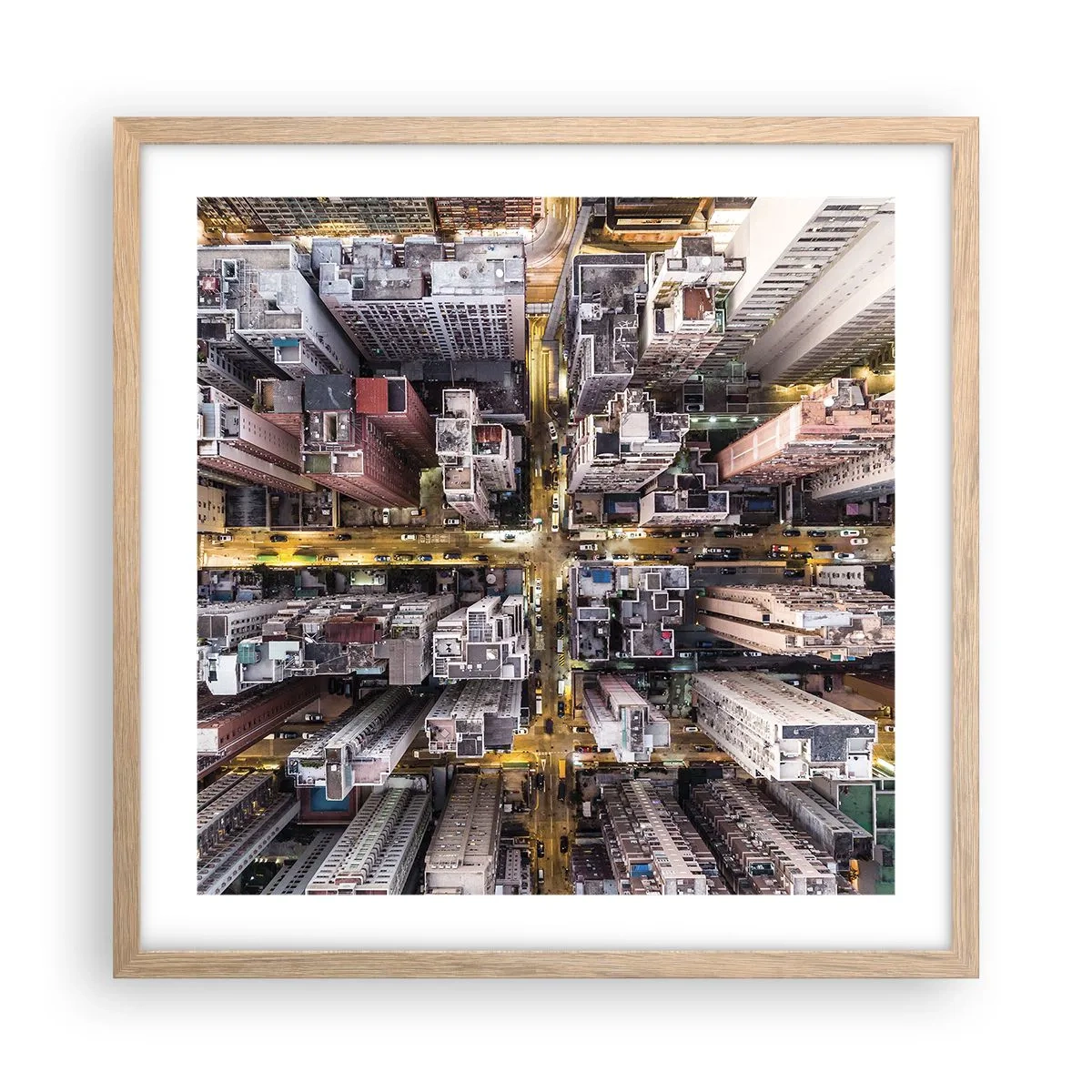 Póster en marco roble claro - Saludos desde Hong Kong - 50x50 cm