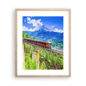 Póster en marco roble claro - Ferrocarril a los Alpes - 40x50 cm