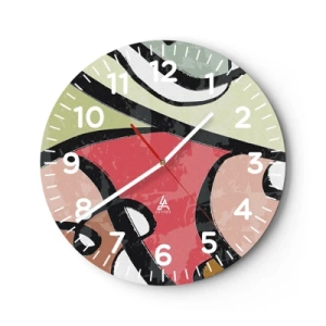 Reloj de pared - Reloj de vidrio - Piruetas entre colores - 40x40 cm