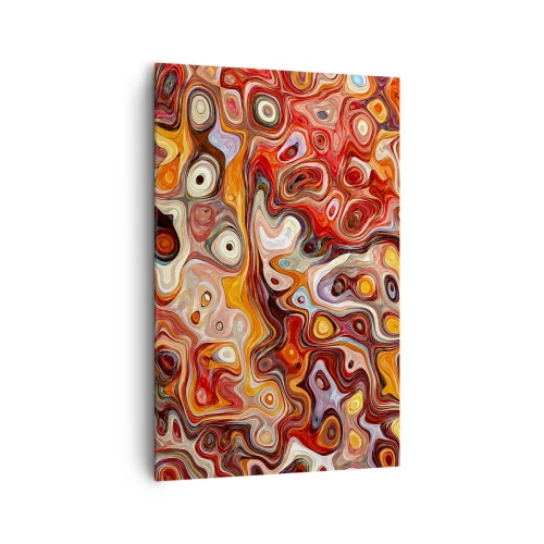 Cuadro sobre lienzo - Impresión de Imagen - Una composición abstracta en tonos cálidos de rojo, naranja y amarillo. - 80x120cm - Si las nueces se derritieran en la miel - Decoración de pared moderna para salón y dormitorio ARTTOR
