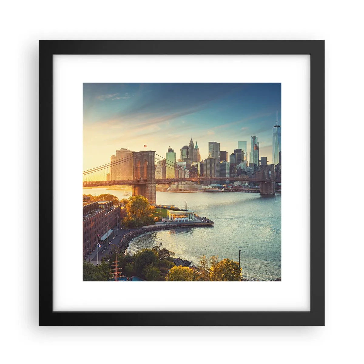 Póster en marco negro - El amanecer de la gran ciudad - 30x30 cm