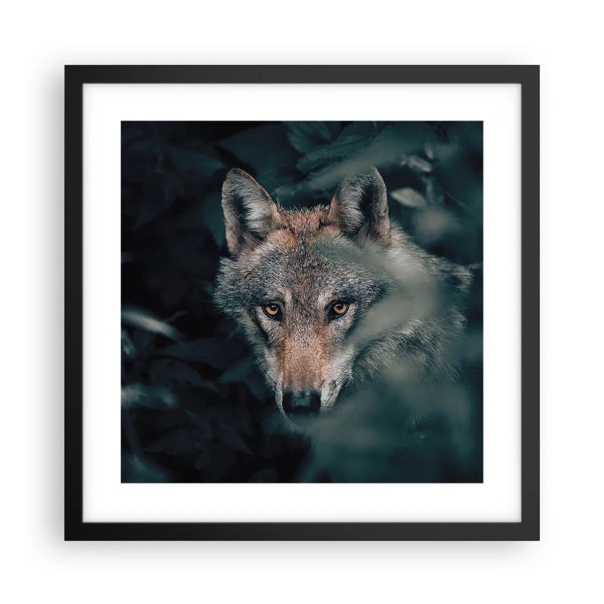 Póster en marco negro - Cazador - 40x40 cm