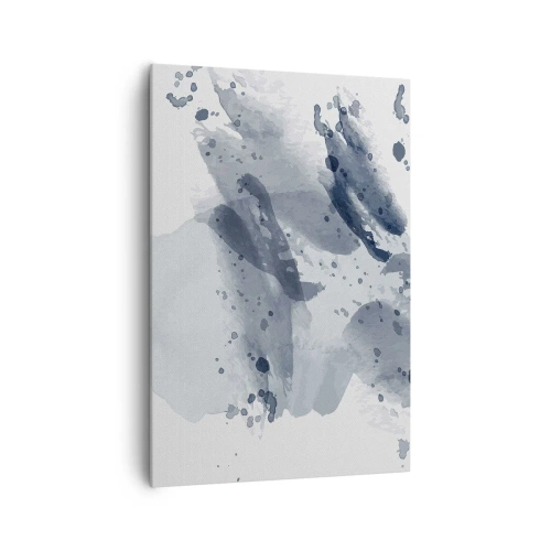 Cuadro sobre lienzo - Impresión de Imagen - Manchas abstractas en tonos azules sobre un fondo claro - 70x100cm - Un estudio sobre la naturaleza del agua - Decoración de pared moderna para salón y dormitorio ARTTOR