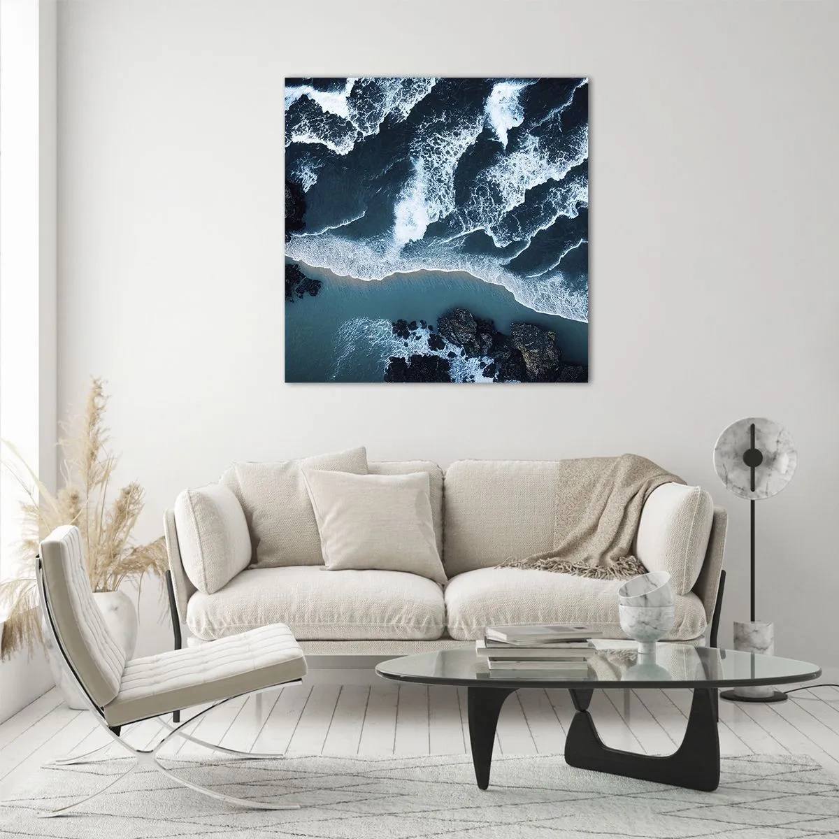 Cuadro sobre vidrio - Impresiones sobre Vidrio - Rodeadas por las olas - 40x40 cm