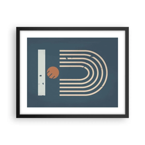 Póster en marco negro - Geometría sobre azul marino - 50x40 cm