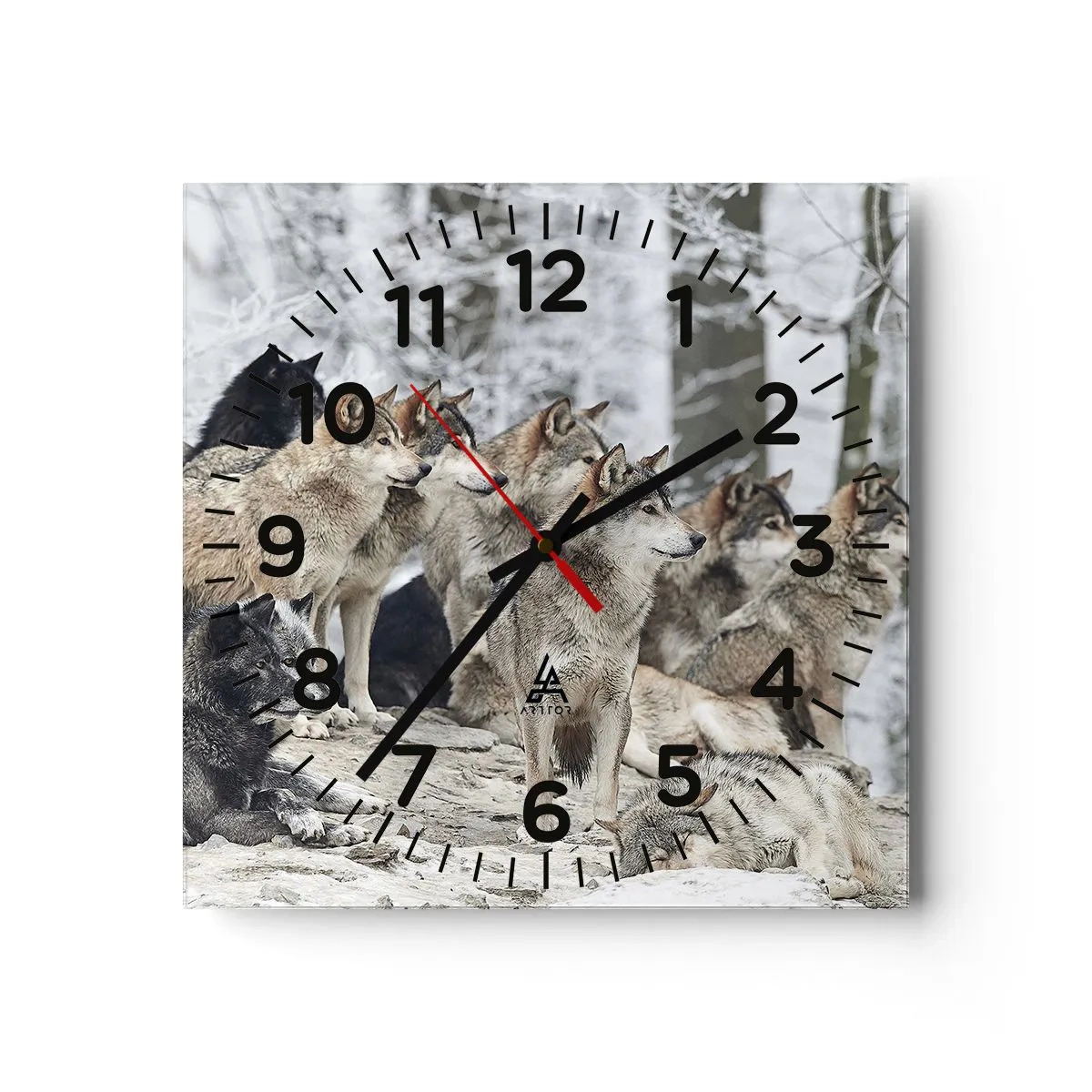 Reloj de pared - Reloj de vidrio - Familiares y amigos - 40x40 cm