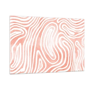 Cuadro sobre vidrio - Impresiones sobre Vidrio - Patrón abstracto en tonos blancos y corales. - 120x80cm - En un laberinto de coral - Decoración de pared moderna para salón y dormitorio ARTTOR