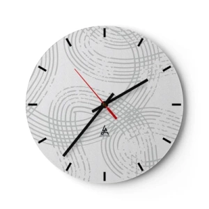 Reloj de pared - Reloj de vidrio - Líneas grises entrecruzadas que forman un patrón sobre un fondo blanco. - 30x30cm - No hay camino recto - Decoración de pared moderna para salón, cocina y dormitorio ARTTOR