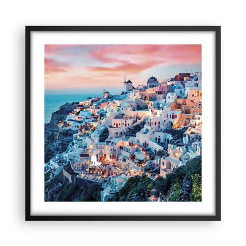 Póster en marco negro - Vacaciones en Grecia - 50x50 cm