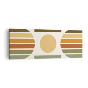 Cuadro sobre lienzo - Impresión de Imagen - Composición geométrica con semicírculos y rayas en tonos tierra. - 140x50cm - Los tonos de la tierra - Decoración de pared moderna para salón y dormitorio ARTTOR