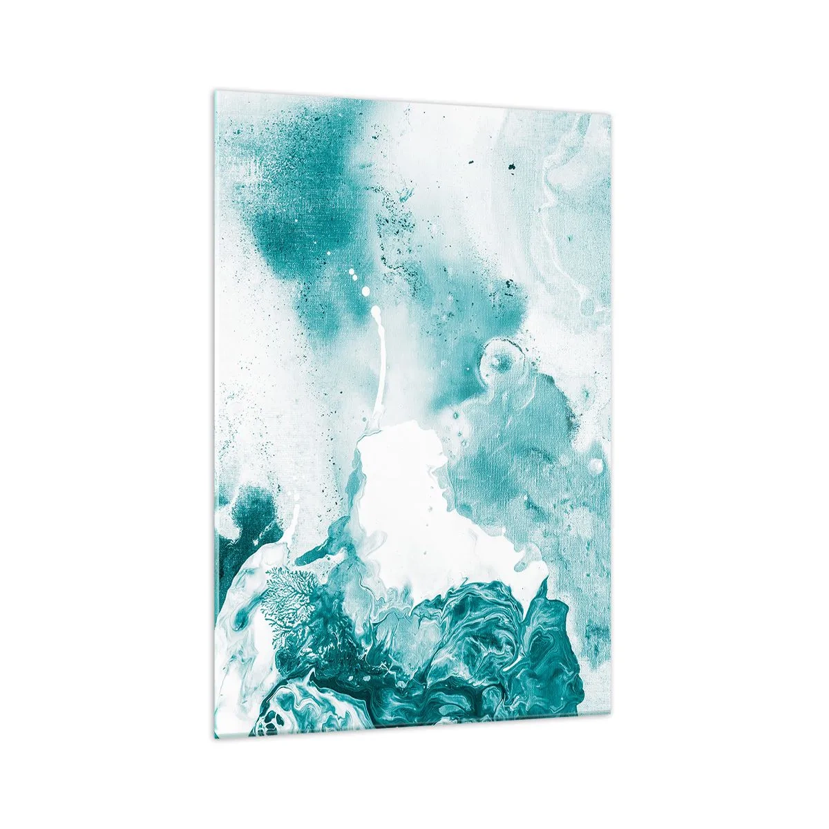 Cuadro sobre vidrio - Impresiones sobre Vidrio - Abstracción en tonos azules con delicados acentos de blanco. - 70x100cm - Remansos de azul - Decoración de pared moderna para salón y dormitorio ARTTOR