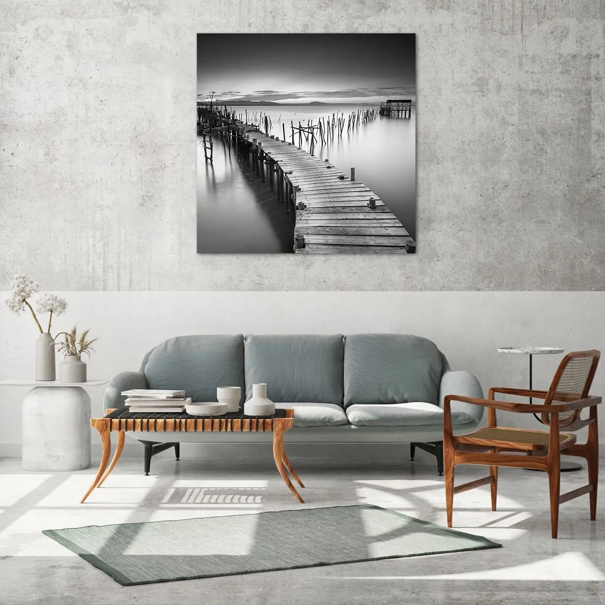 Cuadro sobre vidrio - Impresiones sobre Vidrio - La calma de una orilla olvidada - 70x70 cm