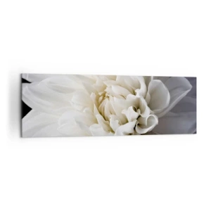Cuadro sobre lienzo - Impresión de Imagen - Una delicada flor blanca sobre un fondo negro en una elegante composición. - 160x50cm - La novia de la mañana - Decoración de pared moderna para salón y dormitorio ARTTOR