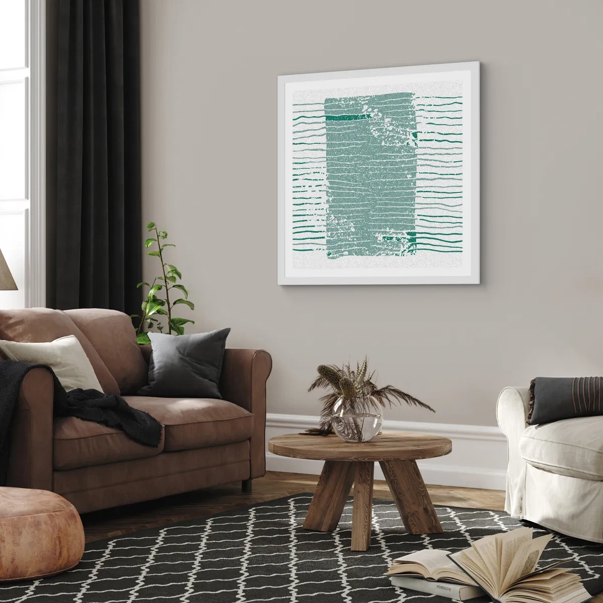 Póster en marco blanco - Abstracción marina - 30x30 cm