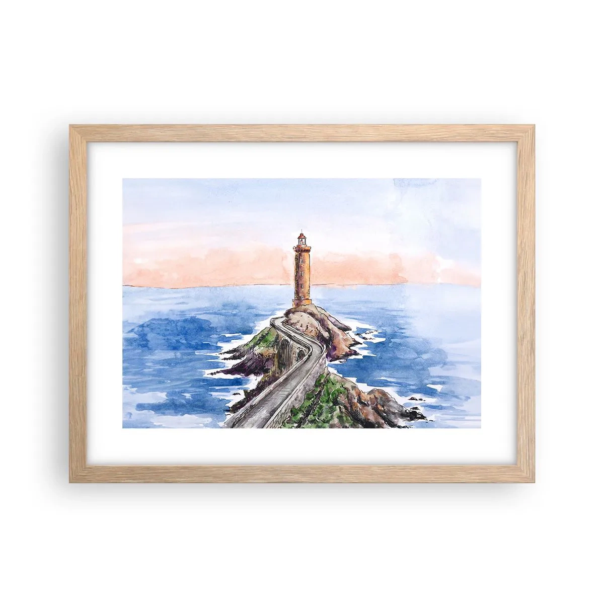 Póster en marco roble claro - Frente al mar - 40x30 cm