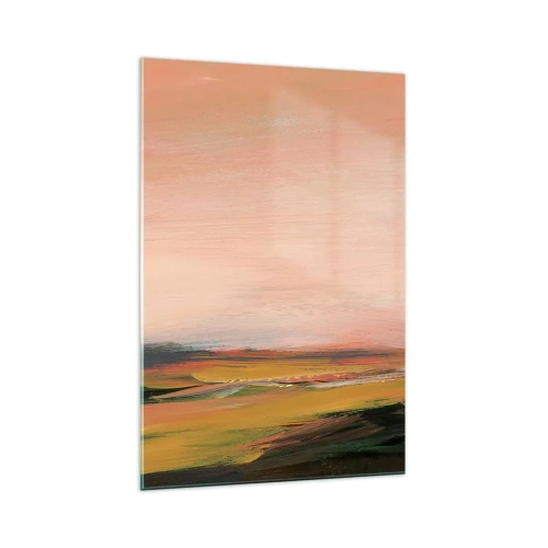 Cuadro sobre vidrio - Impresiones sobre Vidrio - Un paisaje en tonos rosa y dorado. - 70x100cm - En tono rosa - Decoración de pared moderna para salón y dormitorio ARTTOR