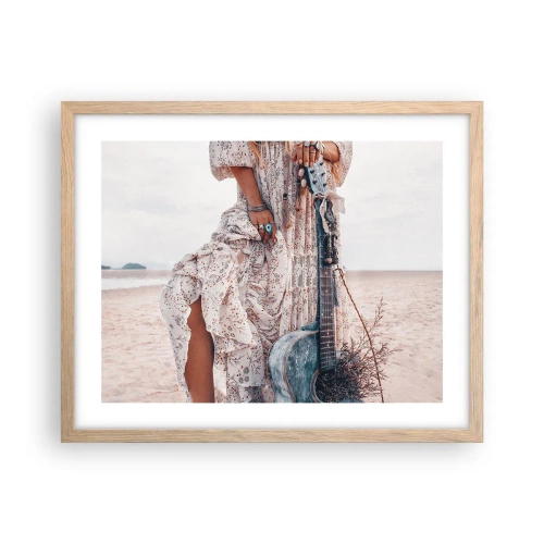 Póster en marco roble claro - Una flor en el camino - 50x40 cm