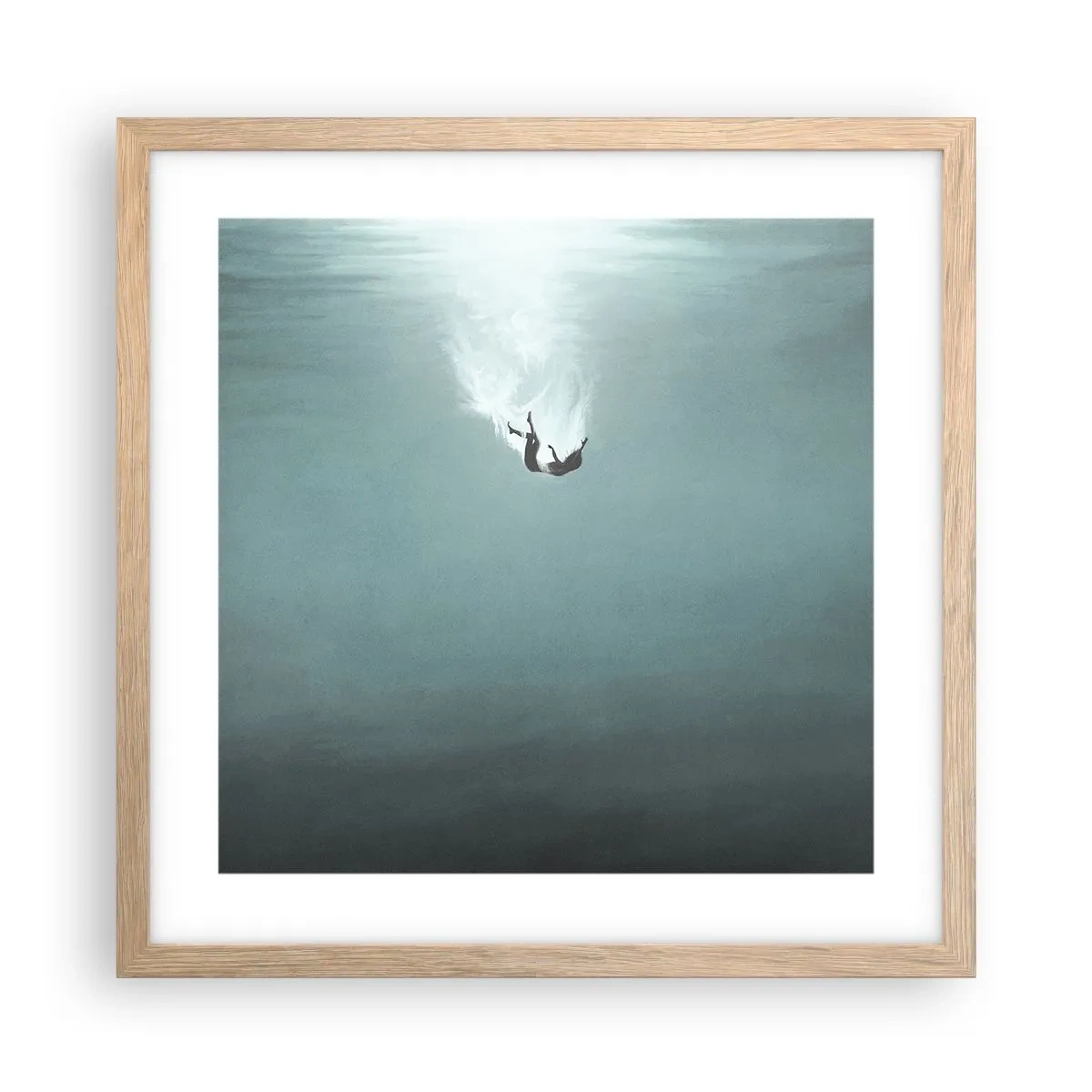 Póster en marco roble claro - En el abrazo del océano - 40x40 cm