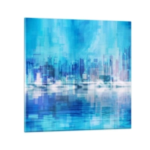 Cuadro sobre vidrio - Impresiones sobre Vidrio - La urbe azul - 70x70 cm
