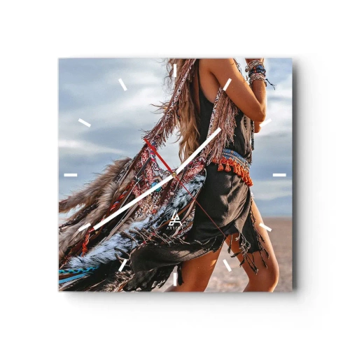 Reloj de pared - Reloj de vidrio - La chamana - 40x40 cm