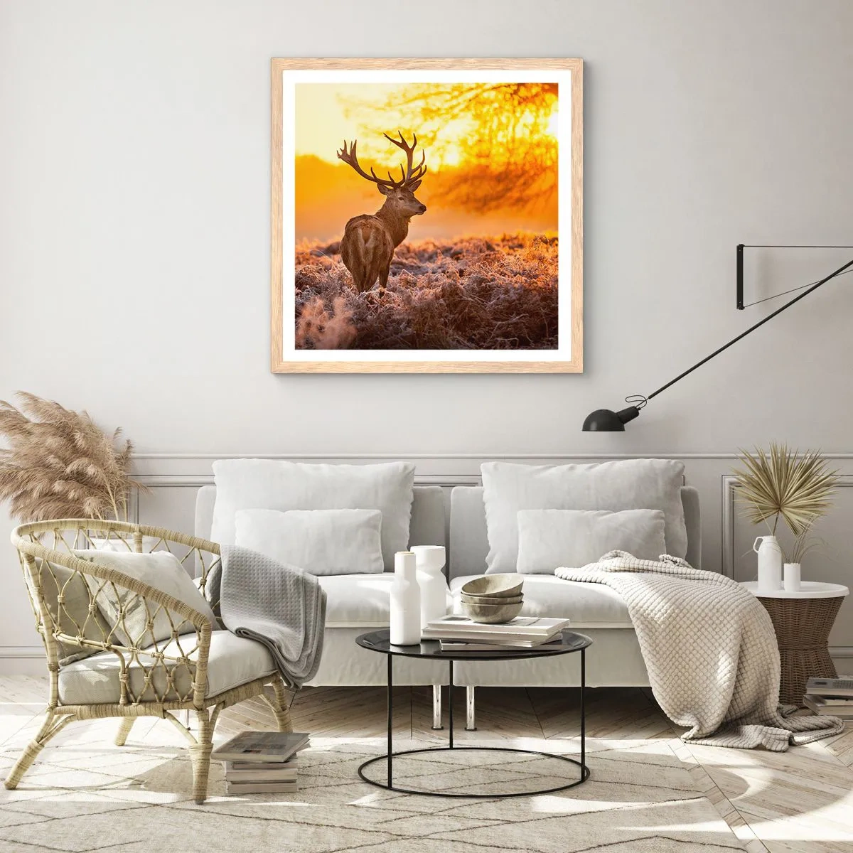 Póster en marco roble claro - Rey del bosque de otoño - 60x60 cm