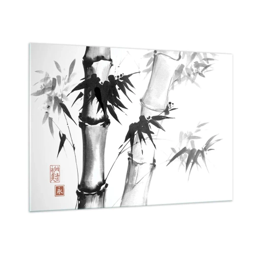 Cuadro sobre vidrio - Impresiones sobre Vidrio - Bambú en estilo tradicional - 100x70cm - Primer plano de Oriente - Decoración de pared moderna para salón y dormitorio ARTTOR