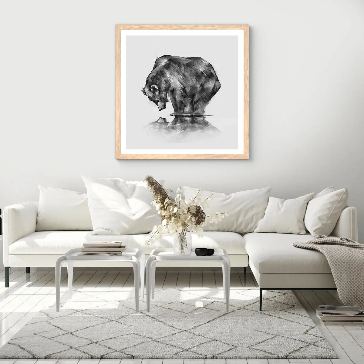 Póster en marco roble claro - Es bueno ver a alguien cercano - 60x60 cm