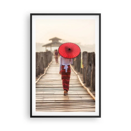 Póster en marco negro - En un viejo puente - 61x91 cm