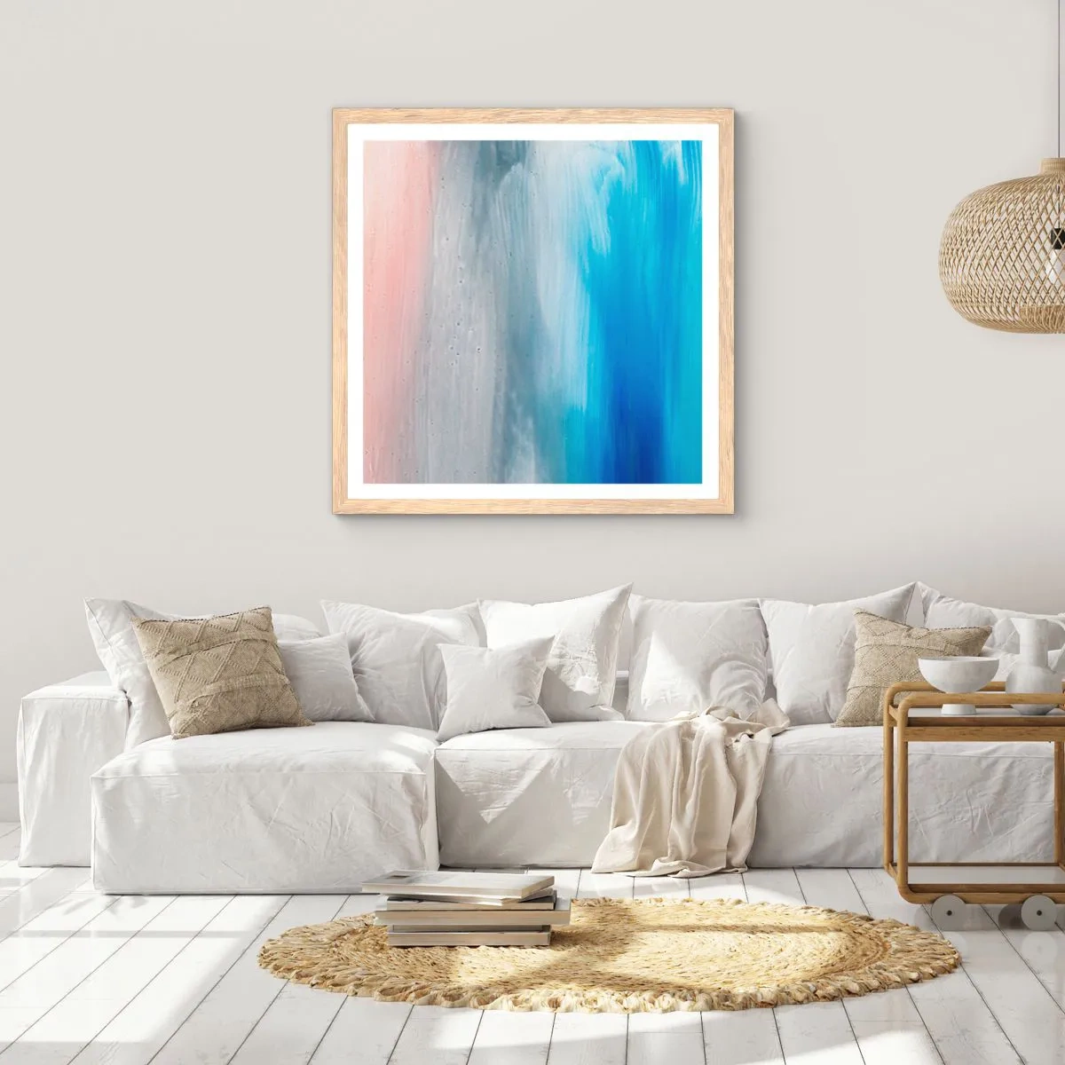 Póster en marco roble claro - Elementos: aire - 60x60 cm