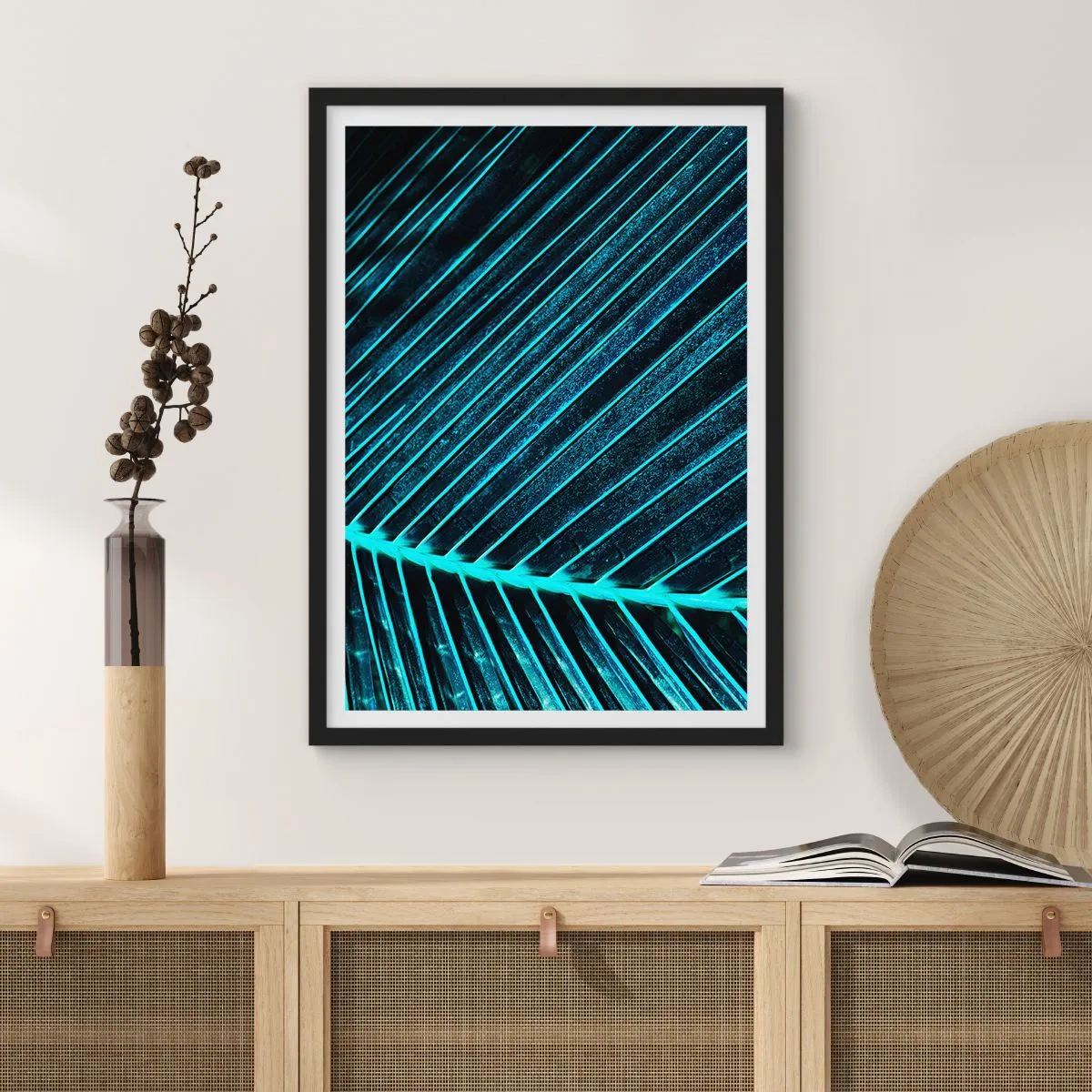 Póster en marco negro - La textura del verde - 30x40 cm