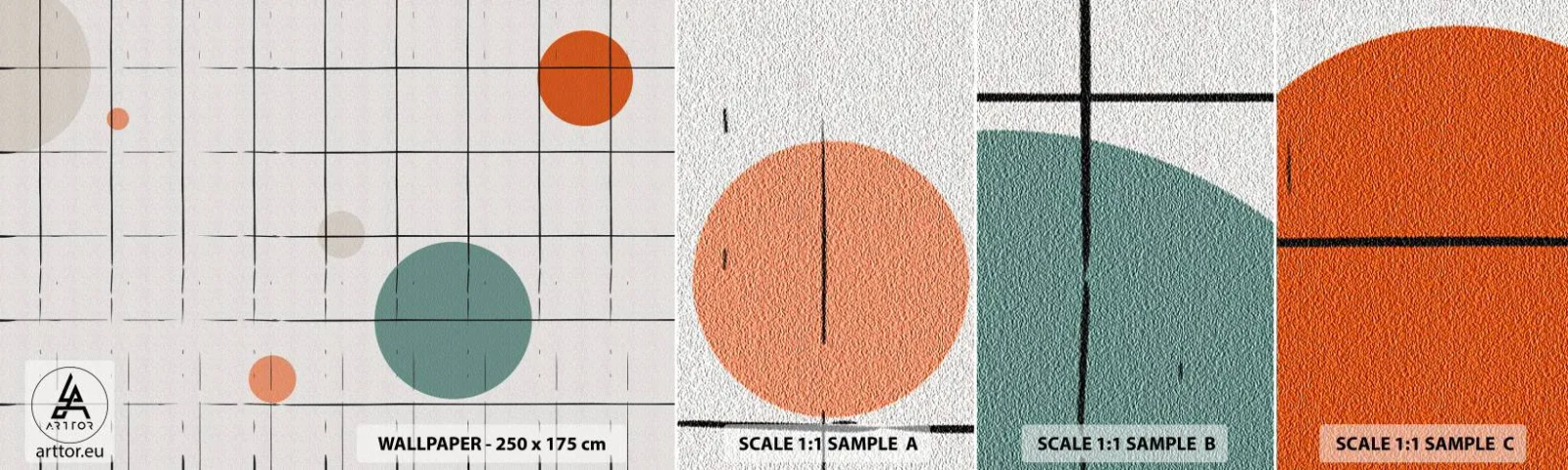 Muestra de fotomural autoadhesivo Deluxe Sticker - Atrapados. ¿Nosotros o ellos? - Fondo, Ruedas, Reja - 100x30 cm