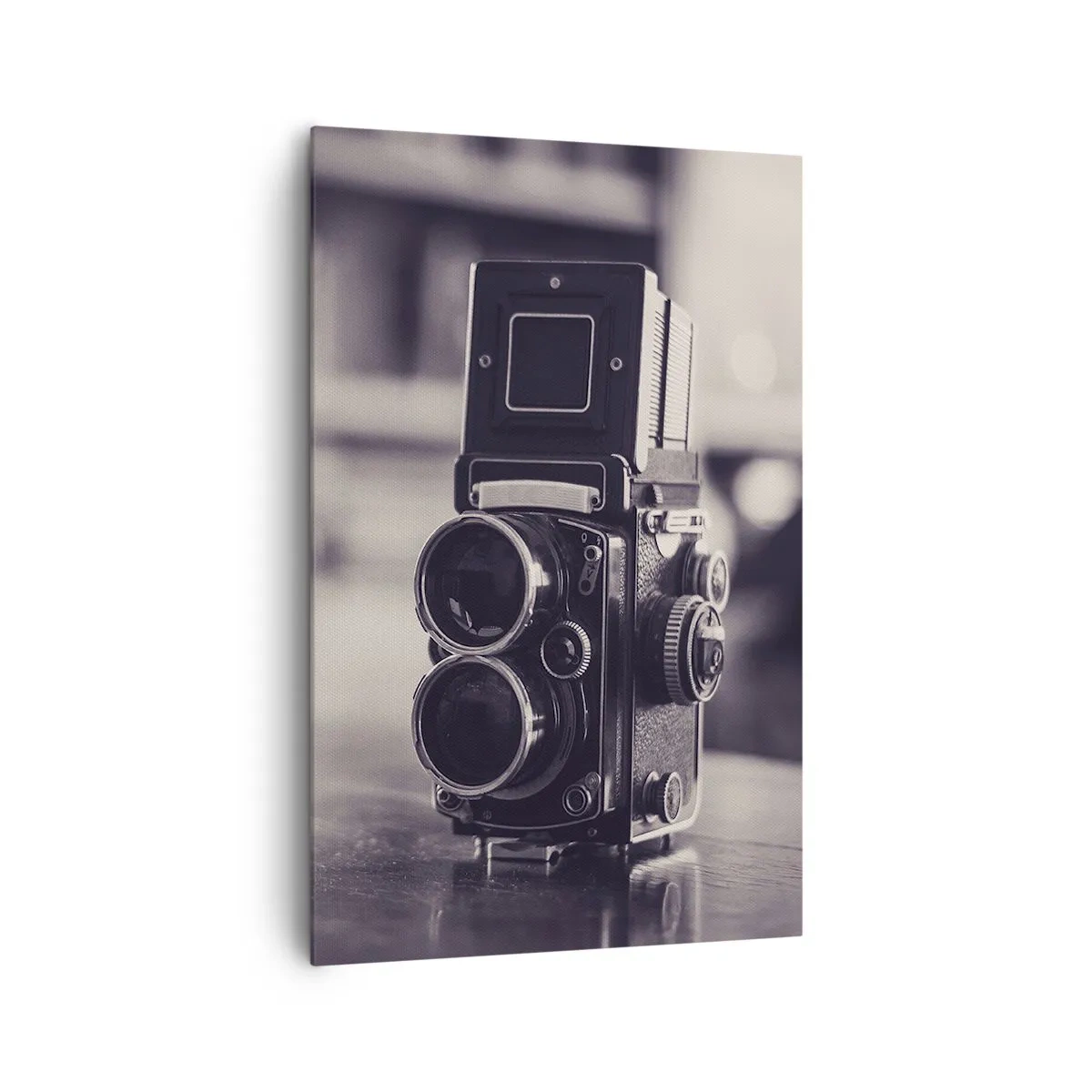 Cuadro sobre lienzo - Impresión de Imagen - Cámara antigua en blanco y negro - 80x120cm - La magia de la fotografía antigua - Decoración de pared moderna para salón y dormitorio ARTTOR