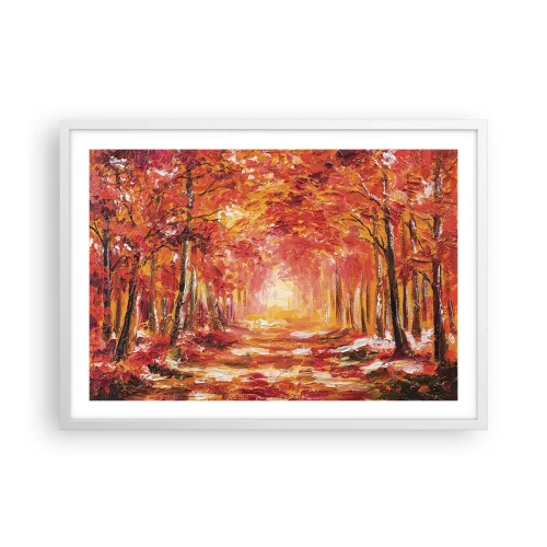 Póster en marco blanco - Bosque de cobre - 70x50 cm