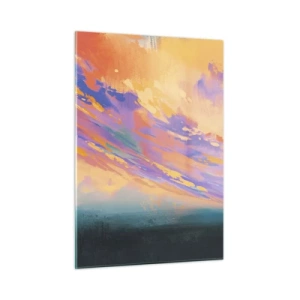 Cuadro sobre vidrio - Impresiones sobre Vidrio - Dos personas con el cielo colorido al atardecer como telón de fondo - 50x70cm - Fuerza de atracción - Decoración de pared moderna para salón y dormitorio ARTTOR