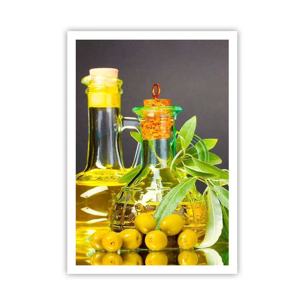 Póster - Bodegón con aceitunas y aceite - 70x100 cm
