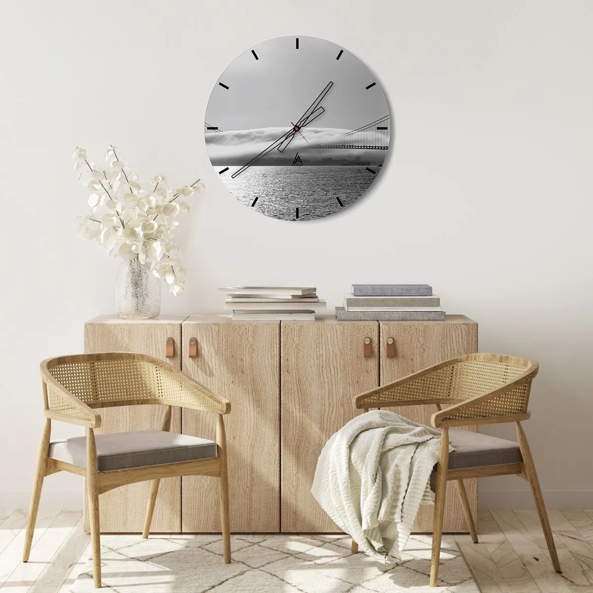 Reloj de pared - Reloj de vidrio - Navegue por el Golden Gate - 40x40 cm