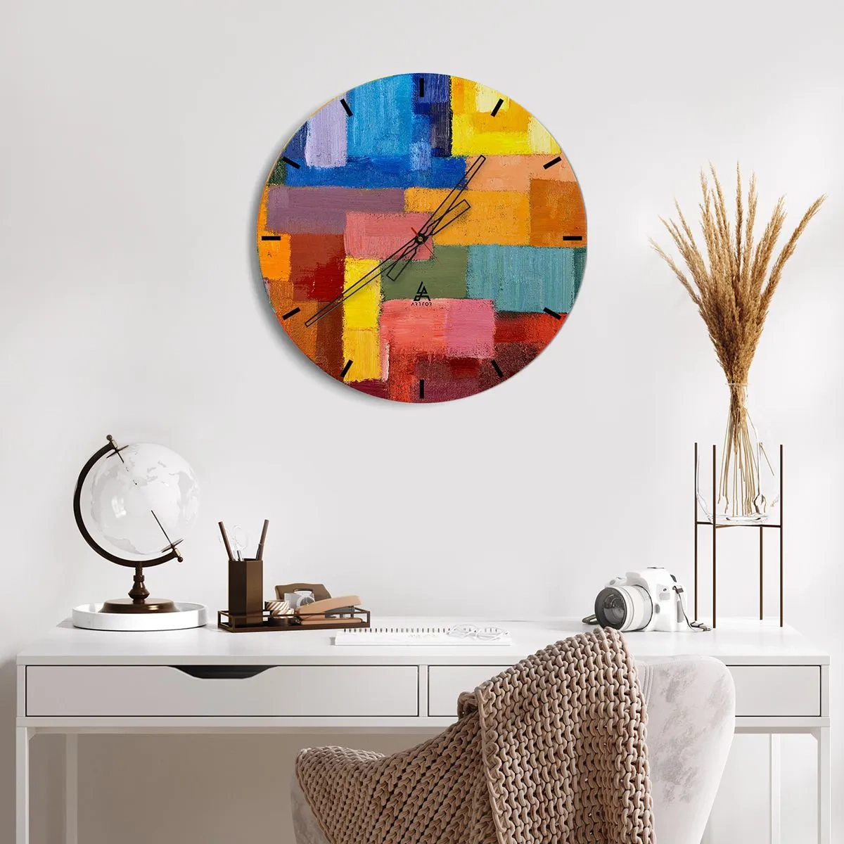 Reloj de pared - Reloj de vidrio - Cada una diferente, todas coloridas - 40x40 cm