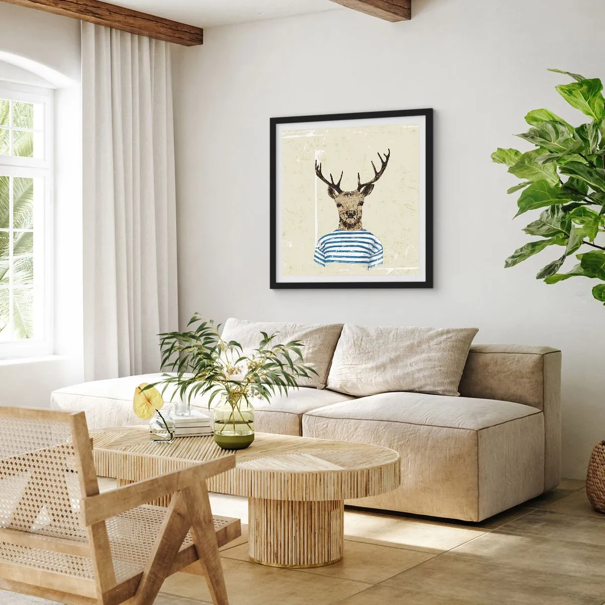 Póster en marco negro - Porque me gustan las camisas de rayas - 40x40 cm