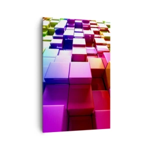 Cuadro sobre lienzo - Impresión de Imagen - Cubos geométricos 3D coloridos - 80x120cm - Op-art en equipo - Decoración de pared moderna para salón y dormitorio ARTTOR