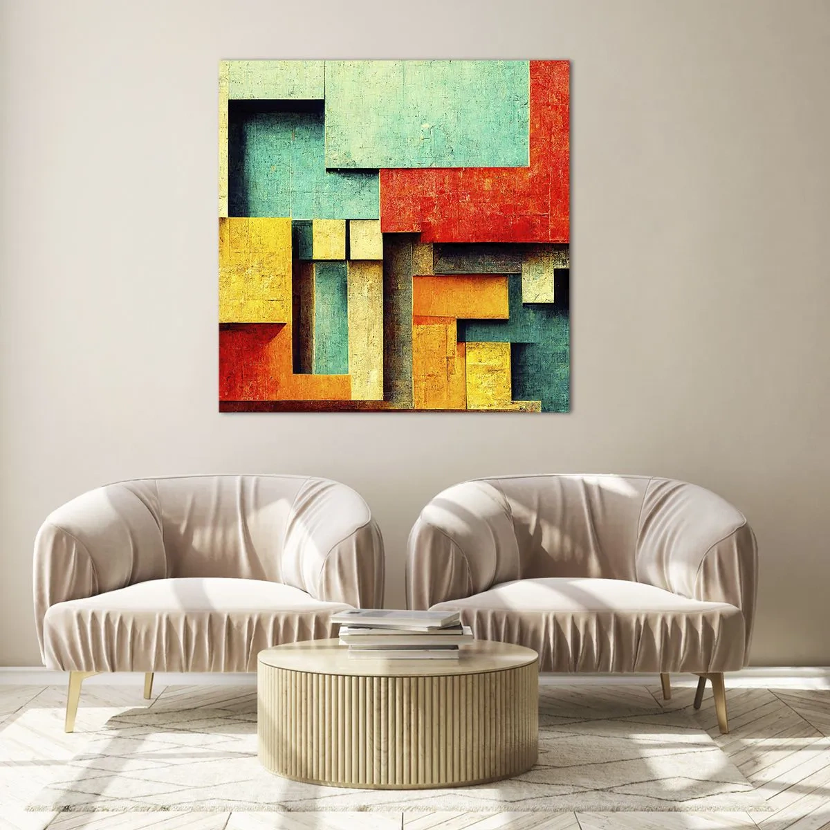 Cuadro sobre vidrio - Impresiones sobre Vidrio - Festival de ángulos rectos - 30x30 cm